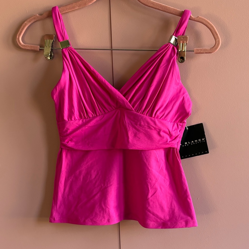 La Blanca Hot Pink V-Neck Tankini Top
